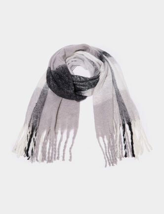 &Eacute;charpe &agrave; franges gris femme