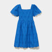 Robe c&eacute;r&eacute;monie broderie anglaise smock&eacute; bleu roi fille