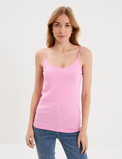 D&eacute;bardeur coton bretelles r&eacute;glables rose femme