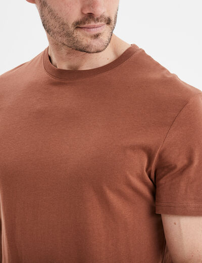 T-shirt en coton manches courtes marron homme