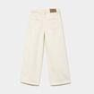Pantalon coupe large 5 poches coton ecru fille