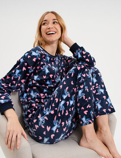 Coffret pyjama effet polaire Stitch bleu marine femme