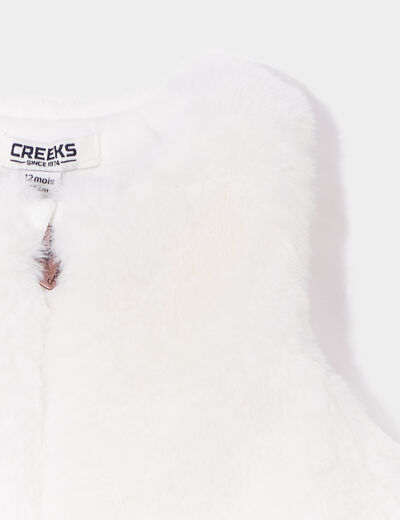 Gilet fausse fourrure sans manches blanc bébé fille