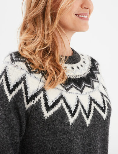 Robe pull courte col rond Liberto gris foncé femme