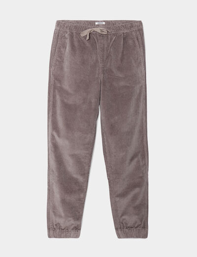 Pantalon de jogging velours côtelé gris clair homme