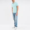 Polo piqu&eacute; coton manches courtes bleu turquoise homme