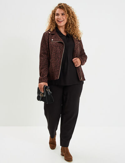 Pantalon carotte fluide élastiqué noir femme grande taille
