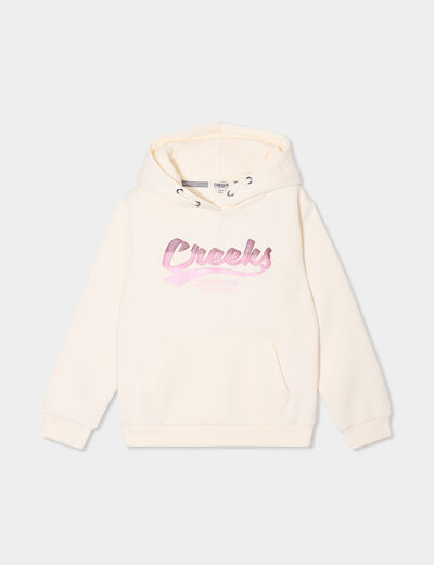 Sweat à capuche hoodie à logo Creeks creme fille