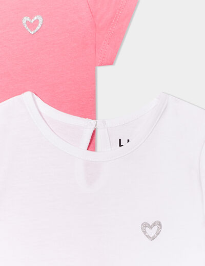 Lot de 3 t-shirts manches courtes coton rose clair bébé fille