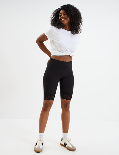 Legging corsaire à dentelle noir femme