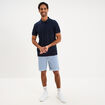 Polo textur&eacute; manches courtes bleu marine homme