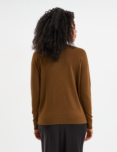 Gilet col en V boutonné taupe femme