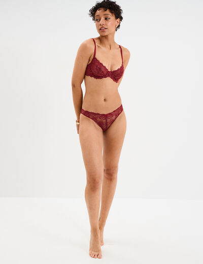 Culotte en dentelle rouge foncé femme