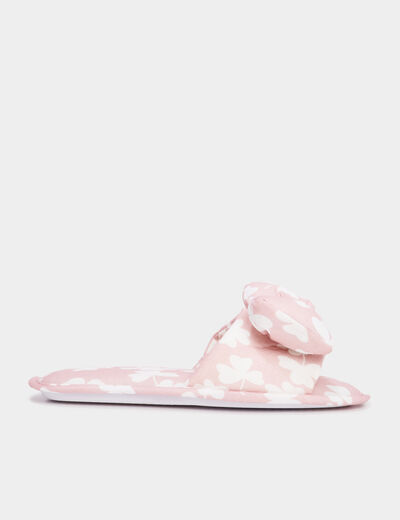 Chaussons mules à noeuds rose femme