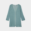 Gilet fin mi long manches 3/4 bleu gris femme