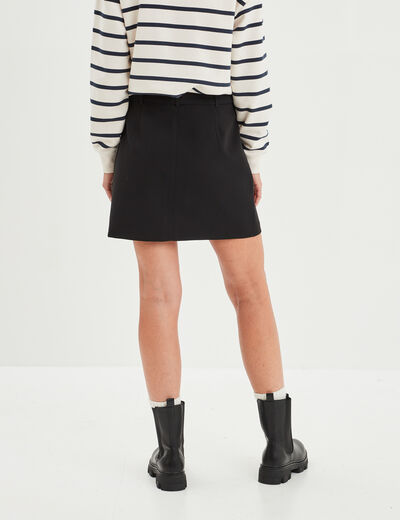 Jupe courte trapèze ceinturée noir femme
