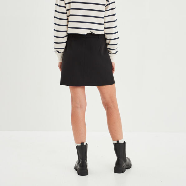 jupe courte trapeze ceinturee noir femme Jupe courte trapèze ceinturée noir femme