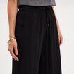 Pantalon effet cr&ecirc;pe taille &eacute;lastiqu&eacute;e noir femme