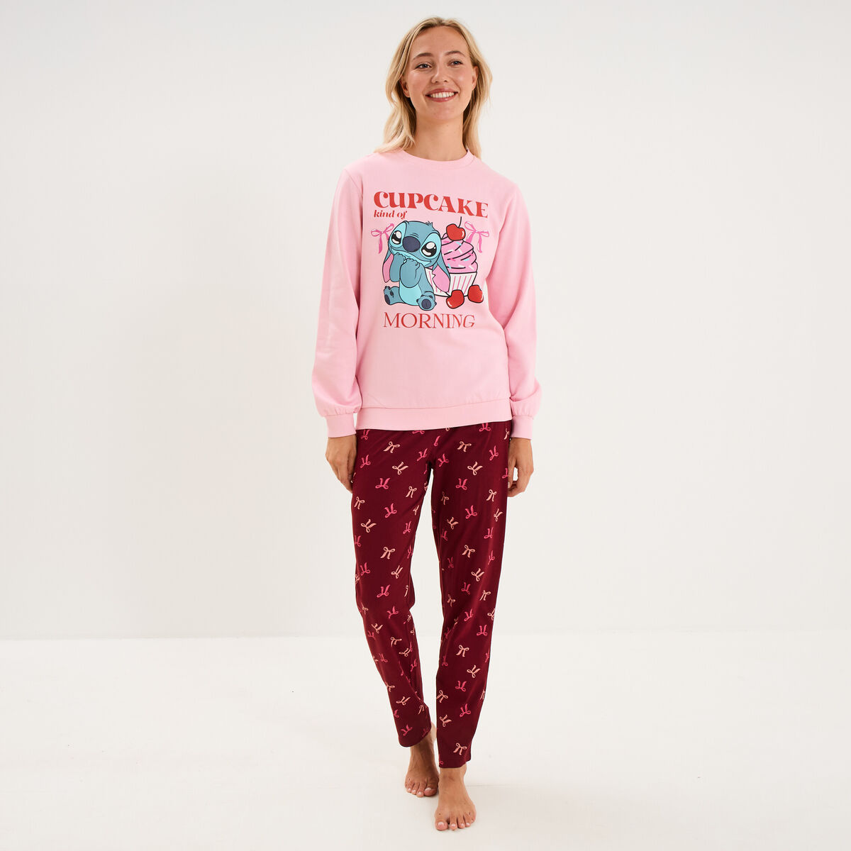 Ensemble pyjama 2 pi&egrave;ces Stitch rose femme