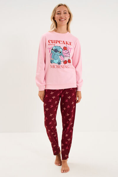 Ensemble pyjama 2 pi&egrave;ces Stitch rose femme