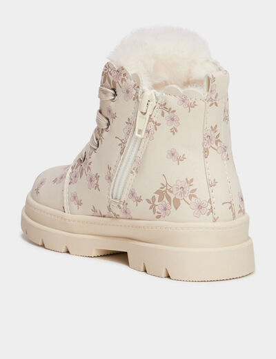 Bottines fourrées à paillettes creme fille