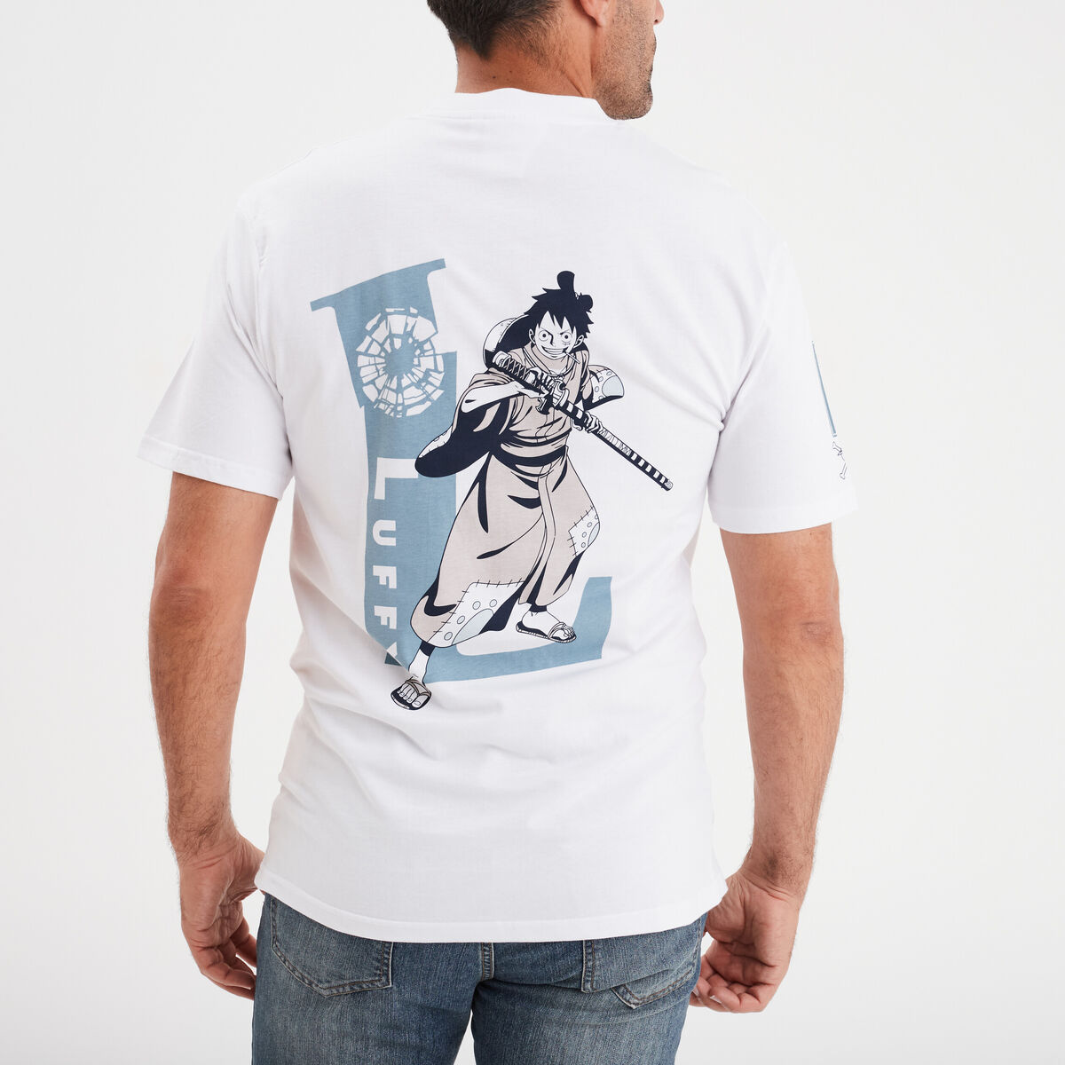 T-shirt manches courtes One Piece Luffy blanc homme