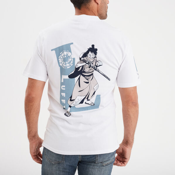 T-shirt manches courtes One Piece Luffy blanc homme