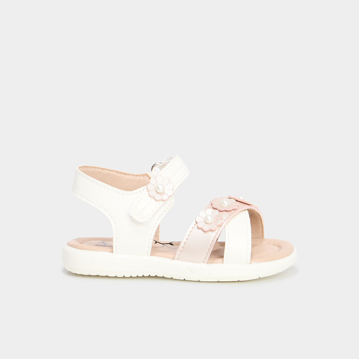 Sandales c&eacute;r&eacute;monie brides fleurs blanc b&eacute;b&eacute; fille