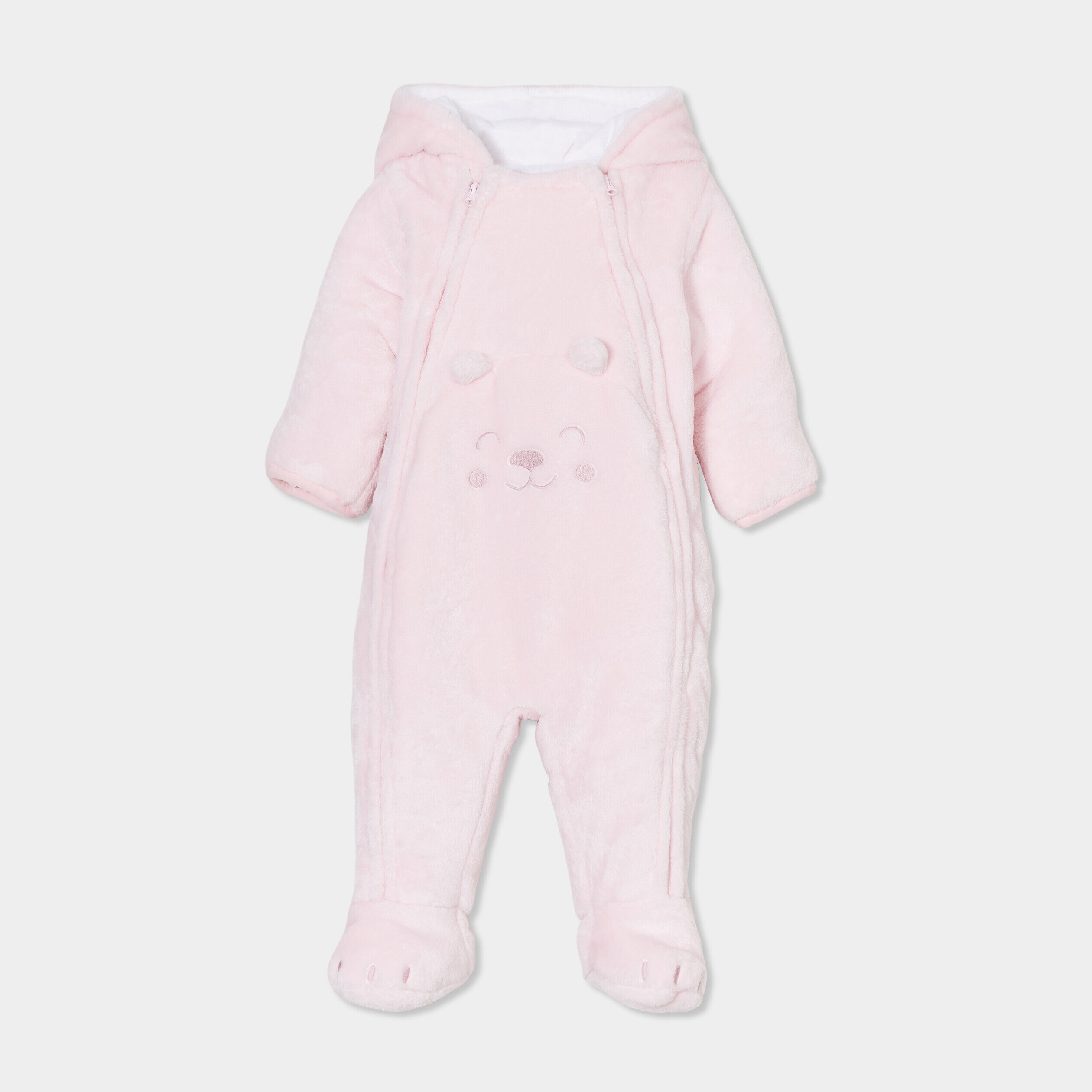 Combinaison pilote effet polaire zippée rose clair bébé fille