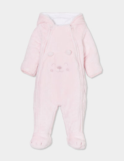 Combinaison pilote effet polaire zippée rose clair bébé fille