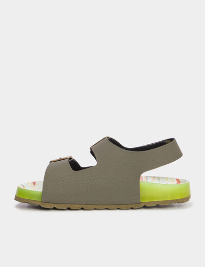 Sandales avec boucles Kickers vert kaki garçon