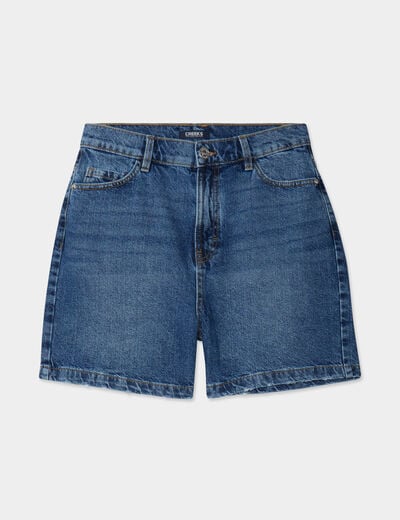 Short mom en jean 5 poches coton denim stone femme