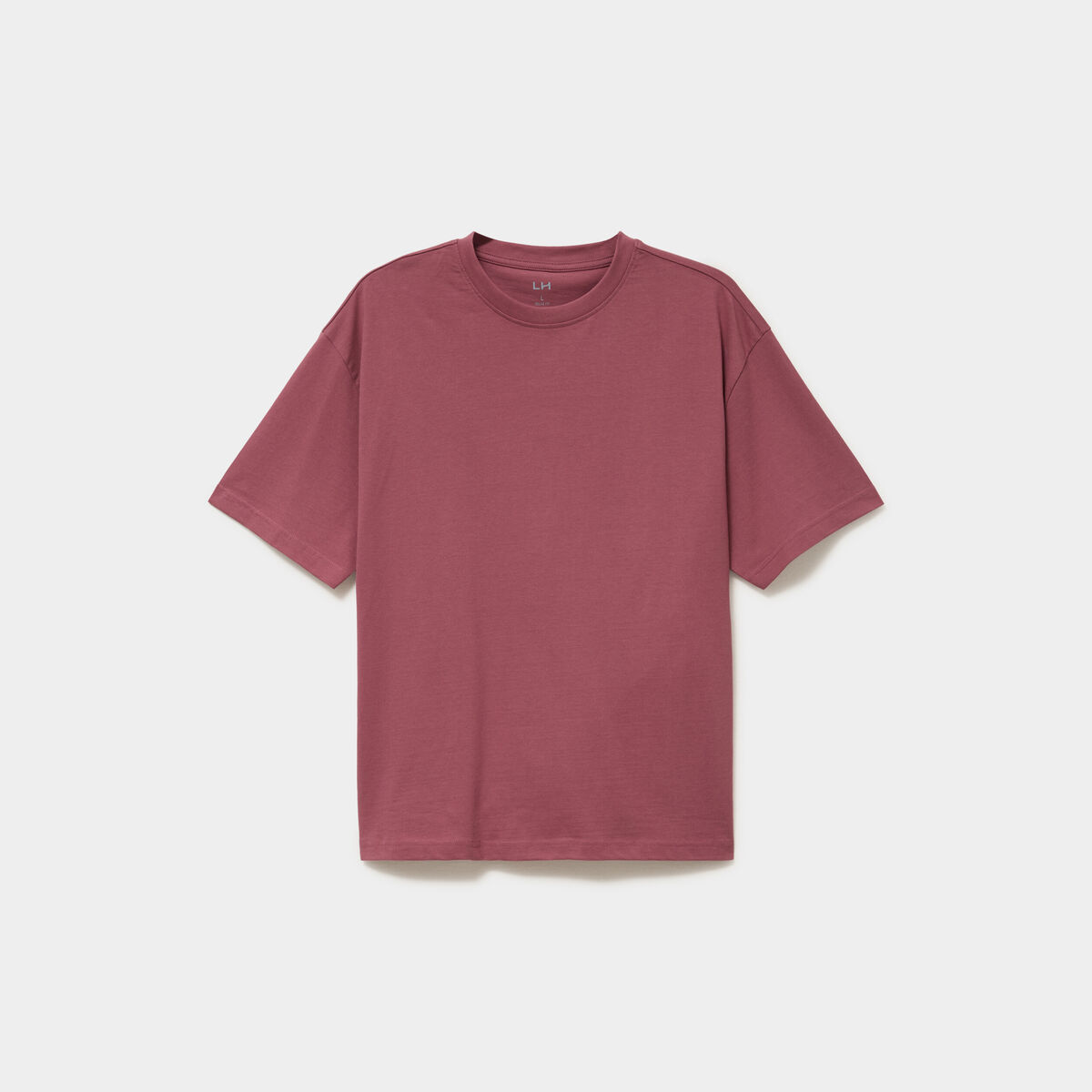 T-shirt col rond coupe relax coton &eacute;pais vieux rose homme
