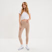 Legging 7/8 &egrave;me taille &eacute;lastiqu&eacute;e sable femme