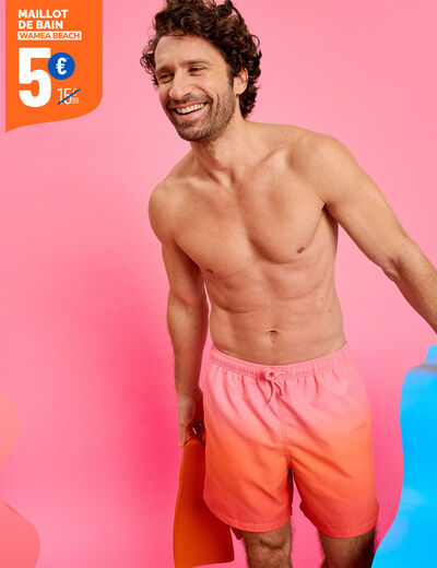 Short de bain orange homme