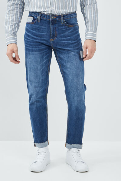Jeans straight Creeks denim double stone homme