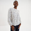 Blouse droite manches longues coton ecru femme