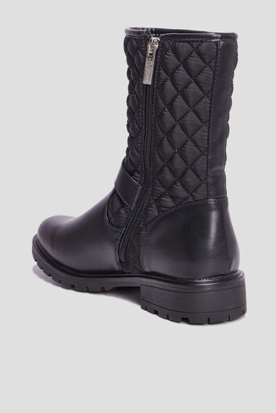 Bottines matelassées avec boucles noir femme