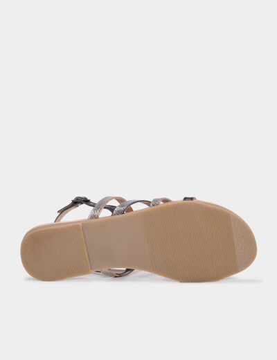 Sandales plates cuir noir femme