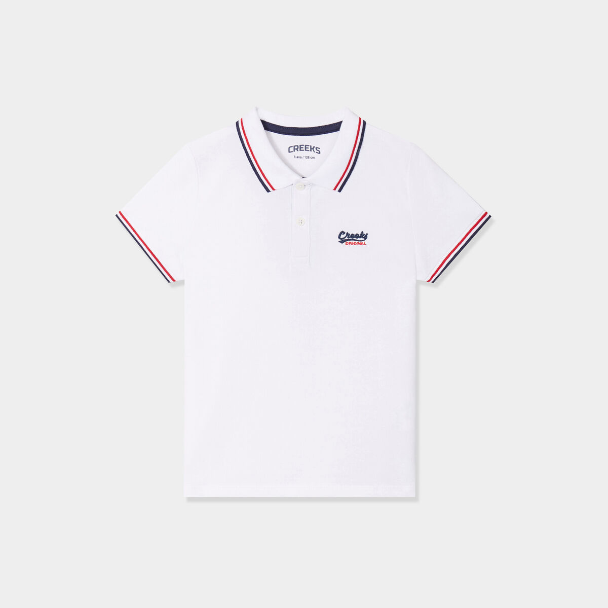 Polo manches courtes coton blanc gar&ccedil;on