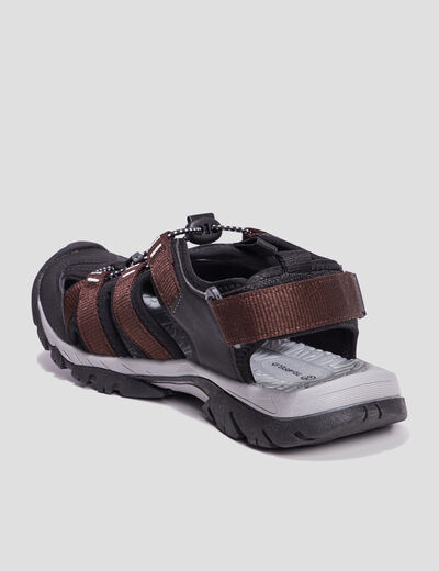 Sandales à scratch et lacets élastiqués marron homme