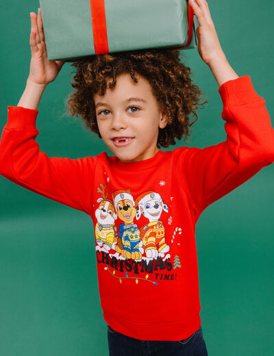 Sweat de No&euml;l Pat Patrouille rouge gar&ccedil;on