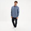 Chemise droite imprim&eacute;e manches longues blanc homme