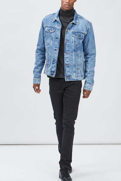 Pull avec col roulé gris foncé homme