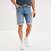 Bermuda droit &agrave; coulisse en jean denim double stone homme