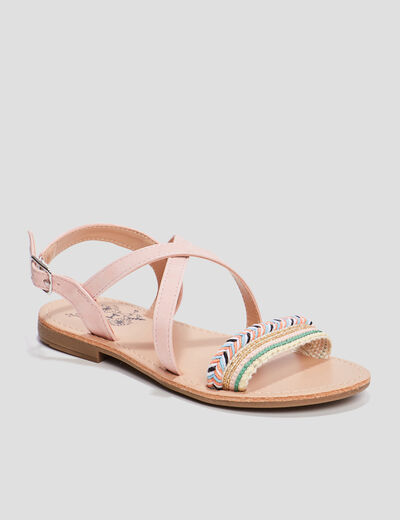 Sandales avec détails tressés rose fille