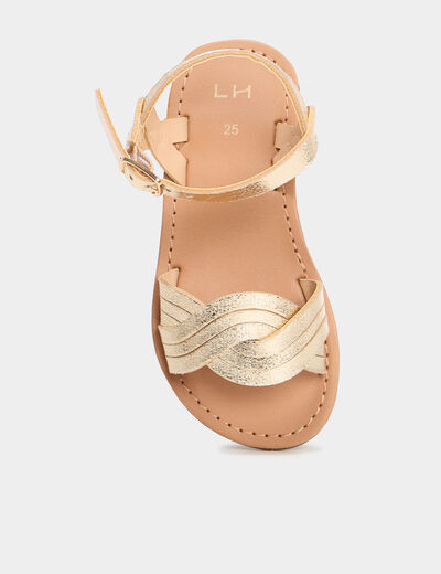 Sandales plates jaune or fille