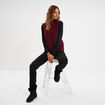 Pull sans manches col rond bordeaux femme