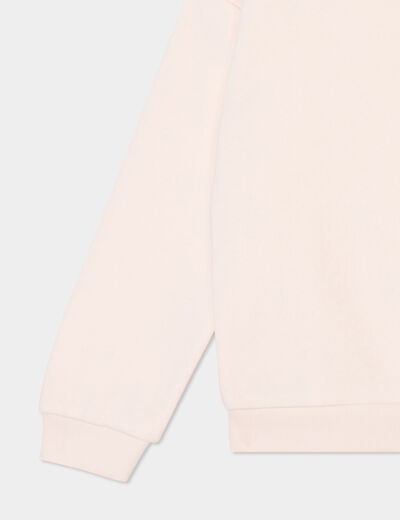 Sweat col rond manches longues creme fille