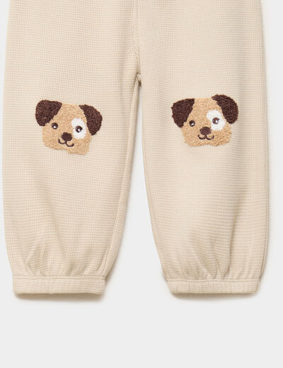 Pantalon de jogging patchs genoux coton sable b&eacute;b&eacute; gar&ccedil;on